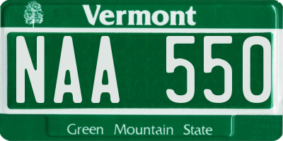 VT license plate NAA550