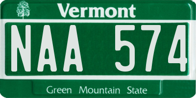 VT license plate NAA574