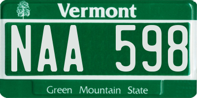 VT license plate NAA598