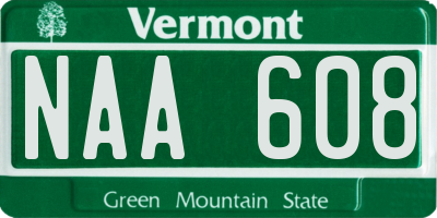 VT license plate NAA608