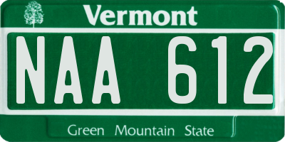 VT license plate NAA612