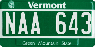 VT license plate NAA643