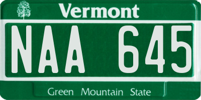 VT license plate NAA645