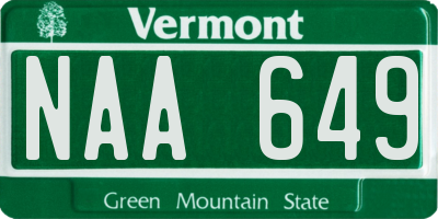 VT license plate NAA649
