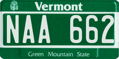VT license plate NAA662