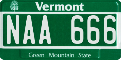 VT license plate NAA666