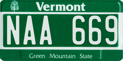 VT license plate NAA669