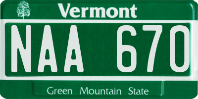 VT license plate NAA670