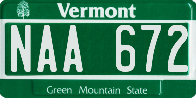 VT license plate NAA672