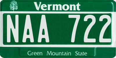 VT license plate NAA722