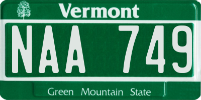 VT license plate NAA749