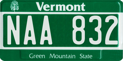 VT license plate NAA832