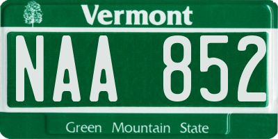 VT license plate NAA852