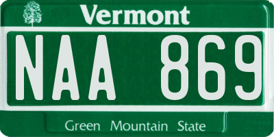VT license plate NAA869