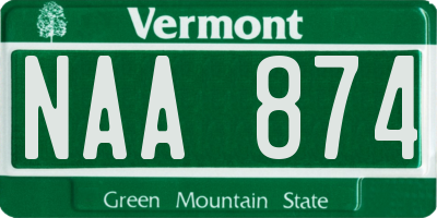 VT license plate NAA874