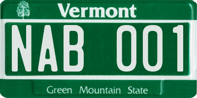 VT license plate NAB001