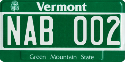 VT license plate NAB002