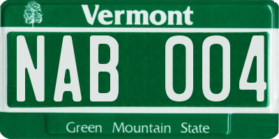 VT license plate NAB004