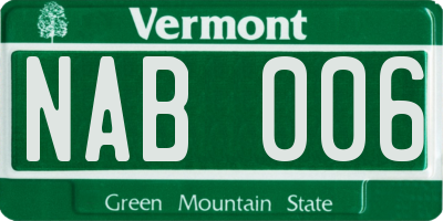 VT license plate NAB006