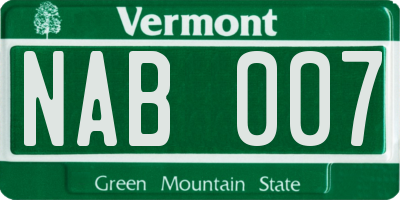 VT license plate NAB007