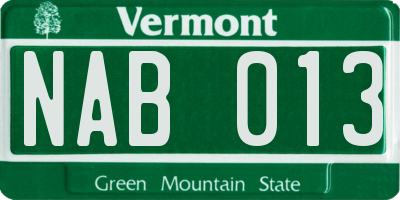 VT license plate NAB013