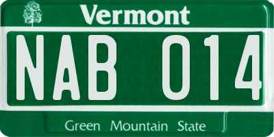 VT license plate NAB014