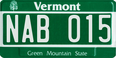 VT license plate NAB015