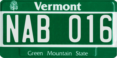 VT license plate NAB016