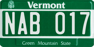 VT license plate NAB017