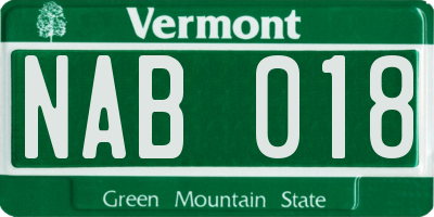 VT license plate NAB018
