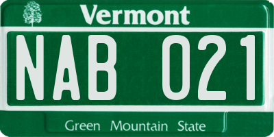 VT license plate NAB021