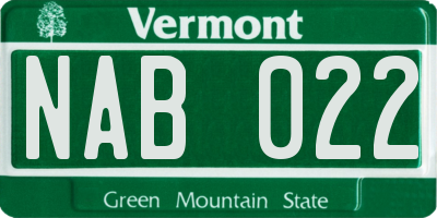 VT license plate NAB022