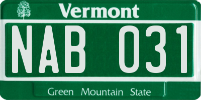 VT license plate NAB031