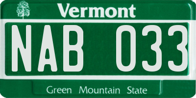 VT license plate NAB033