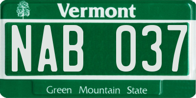 VT license plate NAB037