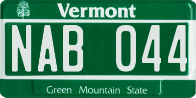 VT license plate NAB044