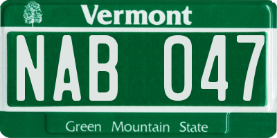 VT license plate NAB047