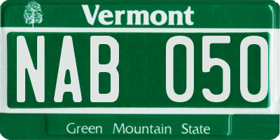VT license plate NAB050