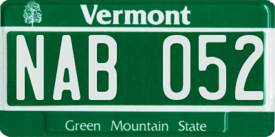 VT license plate NAB052