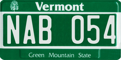 VT license plate NAB054