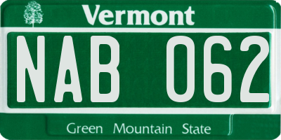 VT license plate NAB062