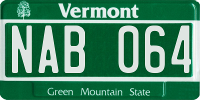 VT license plate NAB064