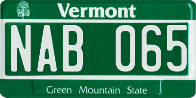 VT license plate NAB065