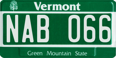 VT license plate NAB066