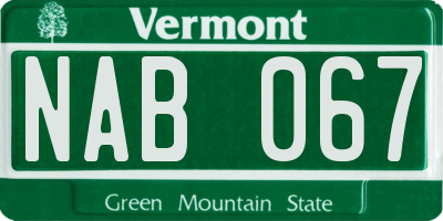 VT license plate NAB067