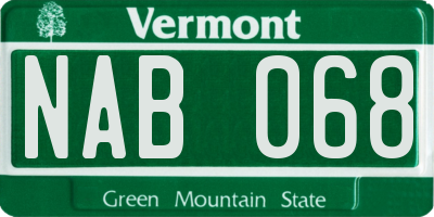 VT license plate NAB068