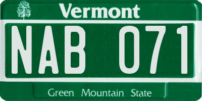 VT license plate NAB071