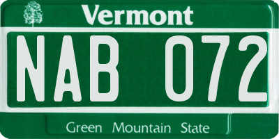 VT license plate NAB072