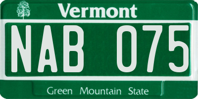 VT license plate NAB075