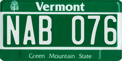 VT license plate NAB076